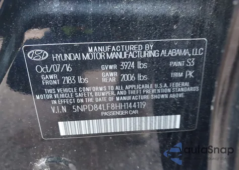 2017 Hyundai Elantra Se from USA, damaged, VIN 5NPD84LF8HH144119